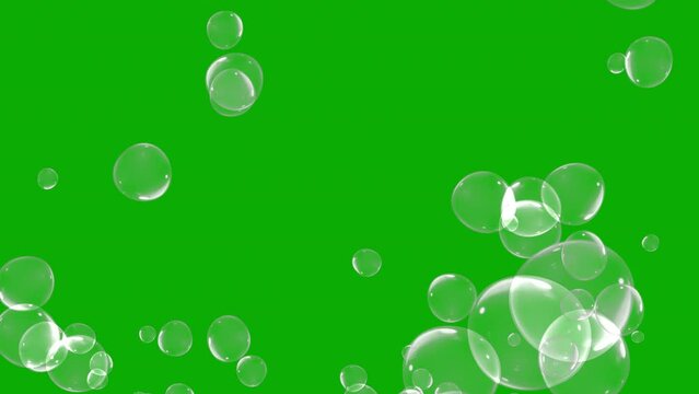 Rising bubbles motion graphics with green screen background