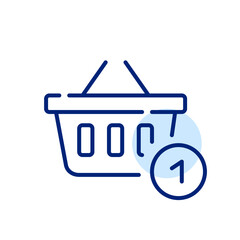 Shopping basket plus one. Add to shopping cart. Pixel perfect, editable stroke icon