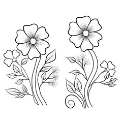 line art flower drawing, line art flower vector, line art flower design