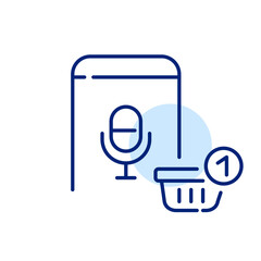 Add items to shopping basket. Voice assistant. Pixel perfect, editable stroke icon