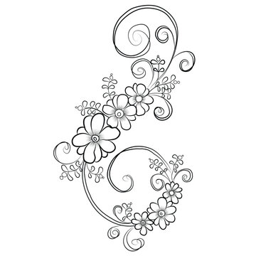 line art flower drawing, line art flower vector, line art flower design