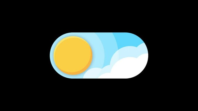 Alternate day and night. Animated buttons change day and night operating modes. 2D Animation.