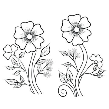 line art flower drawing, line art flower vector, line art flower design