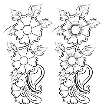 line art flower drawing, line art flower vector, line art flower design