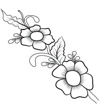 line art flower drawing, line art flower vector, line art flower design