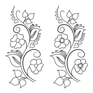line art flower drawing, line art flower vector, line art flower design