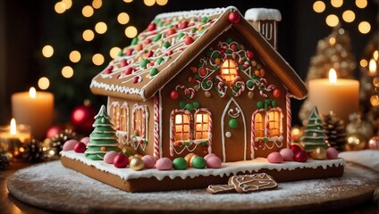 Gingerbread and Chocolate Houses: A Whimsical Christmas Tradition. Generative AI