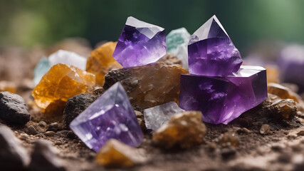 Fototapeta premium amethyst stone isolated on black background