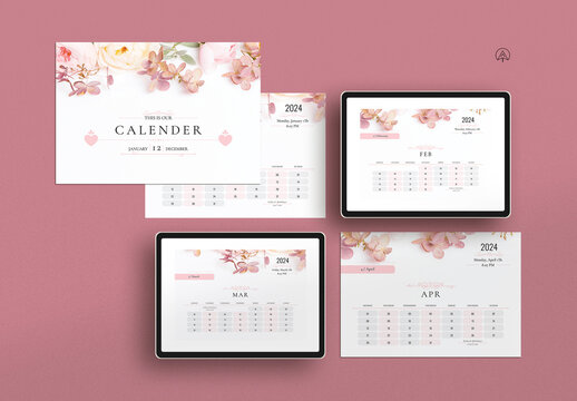 2024 Calendar Landscape Brochure Template