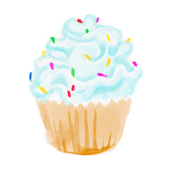colorful cupcake water color painting.