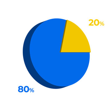 20 80 percentage 3d pie chart vector illustration eps