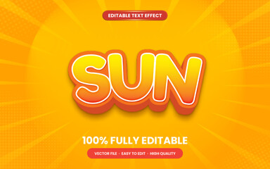 Vector vector sun 3d style editable text effect