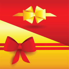 Golden Ribbon Decorative red bow with red ribbon Vector bow