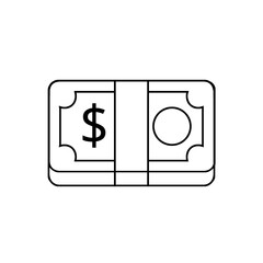 money icon isolated on white transparent background money dollar currency finance bank wealth investment business piles of money black line editable vector illustration