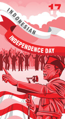 vector people celebrate indonesian independence day or dirgahayu kemerdekaan indonesia