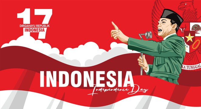 Vector People Celebrate Indonesian Independence Day Or Dirgahayu Kemerdekaan Indonesia