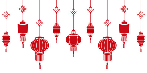 Fototapeta na wymiar Illustration of red chinese lanterns background vector