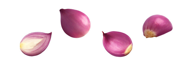 Whole and half sliced of red onion isolated transparent background png - obrazy, fototapety, plakaty