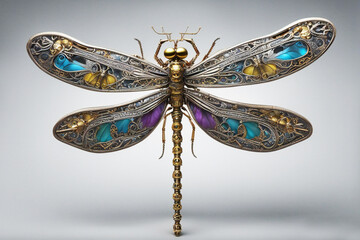 a dragonfly cyborg digital art - obrazy, fototapety, plakaty
