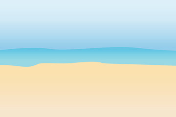 Seashore flat landscape background vector. Including sea, sand, beach and blue sky. Vector illustration