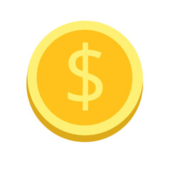 golden coin icon isolated on white transparent background money dollar currency finance bank wealth investment business financial minimalism - obrazy, fototapety, plakaty