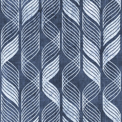 Fabric seamless texture with indigo waves pattern, grunge background, boho style pattern, ethnic, 3d illustration - 688938448