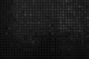 Dark black ceramic wall chequered and floor tiles mosaic background in bathroom. Design pattern...