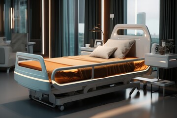 Modern elderly care bed, Polished craftsmanship, beautiful, Technological sense.