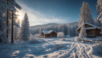 Serenity in Snow: Your Winter Retreat Awaits. Generatie AI
