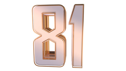 Gold glossy 3d number 81