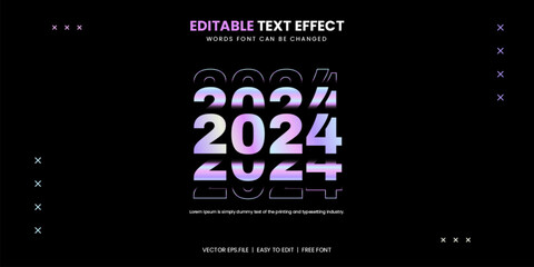 New Year 2024 text effect Hologram