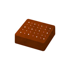 白とピンクのドット模様の入ったチョコレートのイラスト