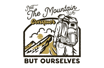 Conquer the mountain vintage apparel illustration