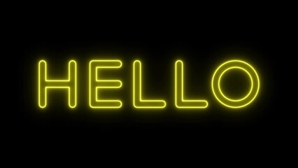 Animated hello with looping stroke text effect using yellow neon color and black background