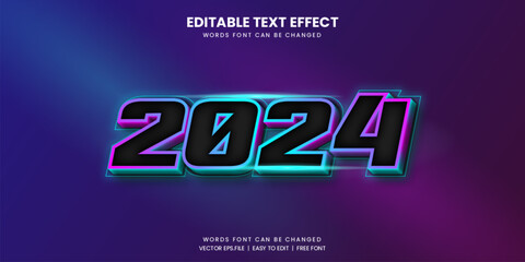 2024 text effect with a retro style
