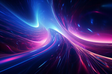 Abstract Neon Wave Background created with Generative AI