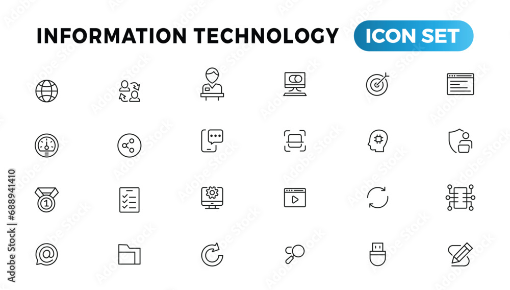 Aufkleber information technology line icons collection. big ui icon set in a flat design. thin outline icons p