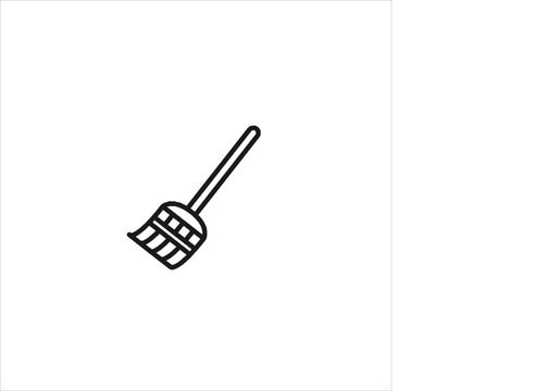 vector image of a floor broom, black color and black and white background