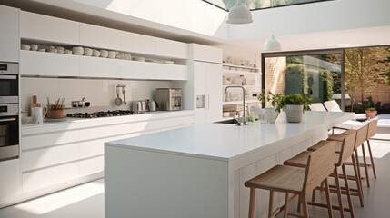Clean and minimalistic white-themed kitchen.