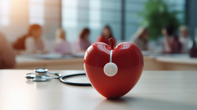 Heart Icon Placed On The Table, Health Insurance, Health And Access To Welfare Health Concept.