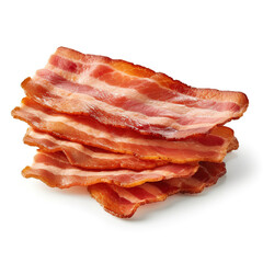 slices of bacon isolated on white background