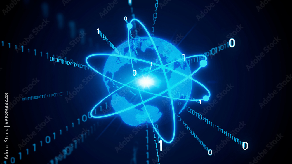 Poster planet earth and digital transformation concept.