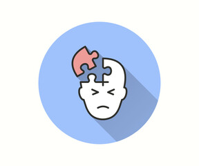 Mental disorder icon with long shadow for graphic and web design.