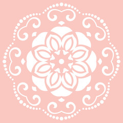 Elegant vintage ornament in classic style. Abstract traditional ornament with round white oriental elements. Classic vintage pattern