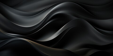 Black dark gray silver white wave abstract background for design. Light wave, wavy line. Ombre gradient. Noise rough grungy grain brushed metal metallic effect. Matte shimmer.Web banner.Wide.Panoramic
