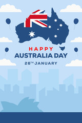Obraz premium flat design happy australia day 26 january vertical banner illustration