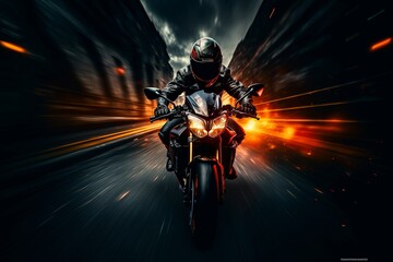 person riding a motorcycle - obrazy, fototapety, plakaty