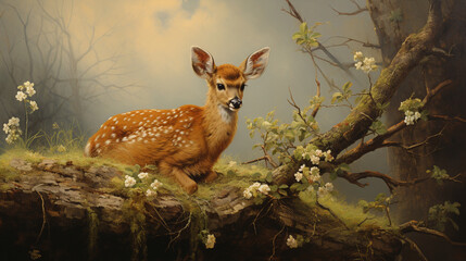 Portrait of a Wild Deer in a Forest