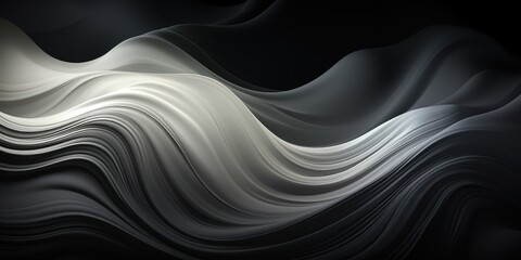 Black dark gray silver white wave abstract background for design. Light wave, wavy line. Ombre gradient. Noise rough grungy grain brushed metal metallic effect. Matte shimmer.Web banner.Wide.Panoramic