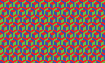 Hexagon 3D illusion cube psychedelic RGB colors  